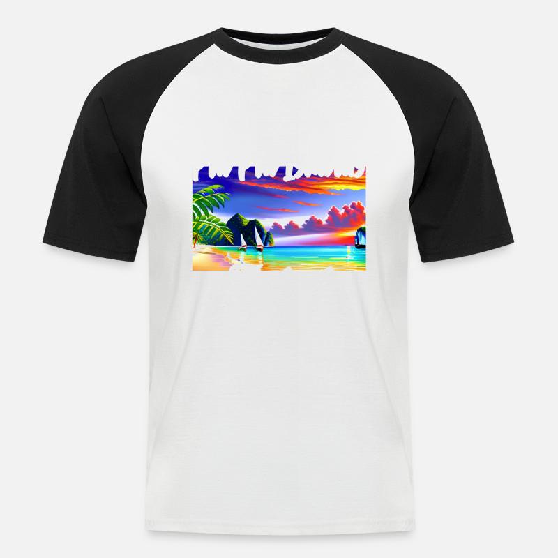 Phi Phi Island Thailand - Männer Baseball-T-Shirt - Weiß/Schwarz