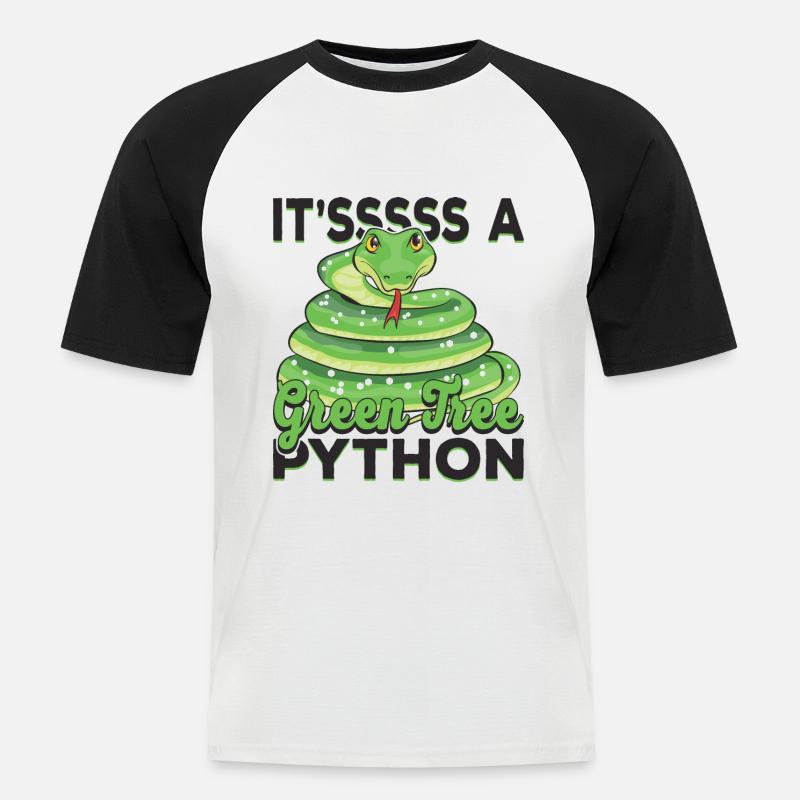 It'sssss a Green Tree Python - Men's Baseball T-Shirt - white/black