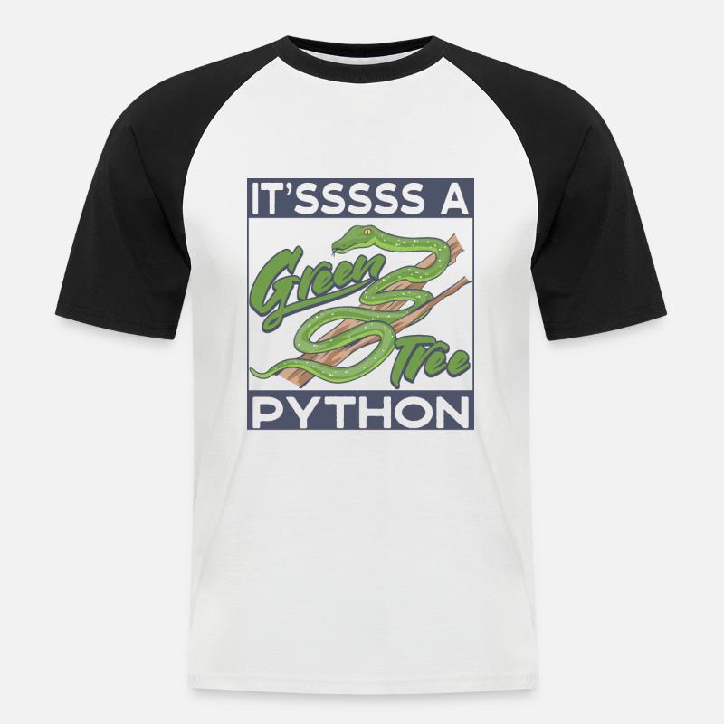 It'sssss a Green Tree Python - Men's Baseball T-Shirt - white/black