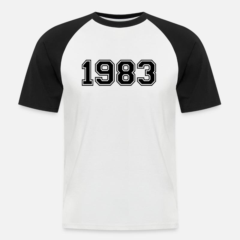 1983 - Männer Baseball-T-Shirt - Weiß/Schwarz