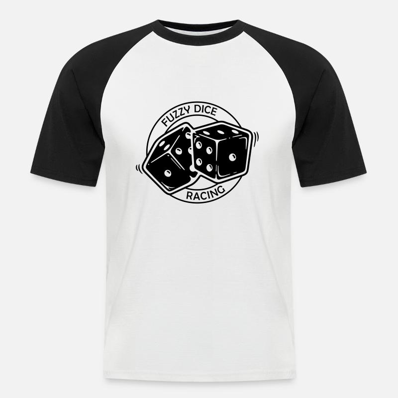 Fuzzy Dice Racing - Männer Baseball-T-Shirt - Weiß/Schwarz
