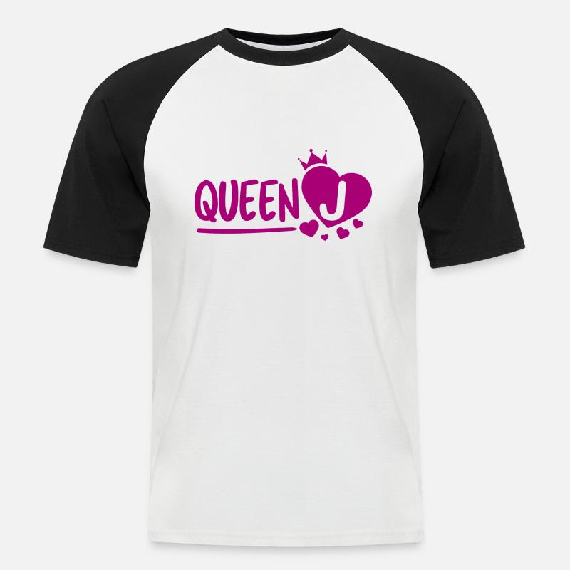 Queen J - Männer Baseball-T-Shirt - Weiß/Schwarz