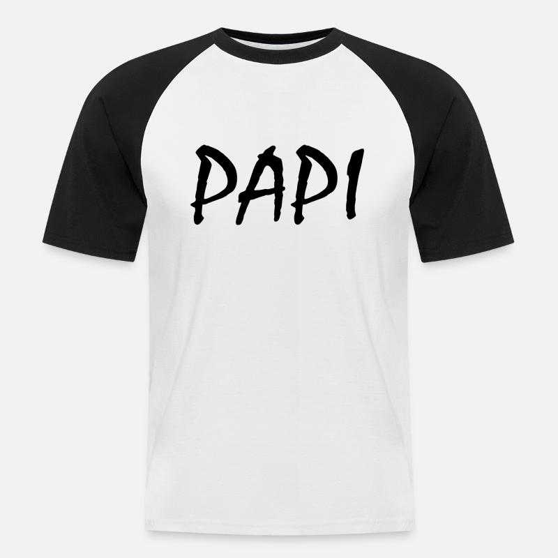 Papi - Männer Baseball-T-Shirt - Weiß/Schwarz