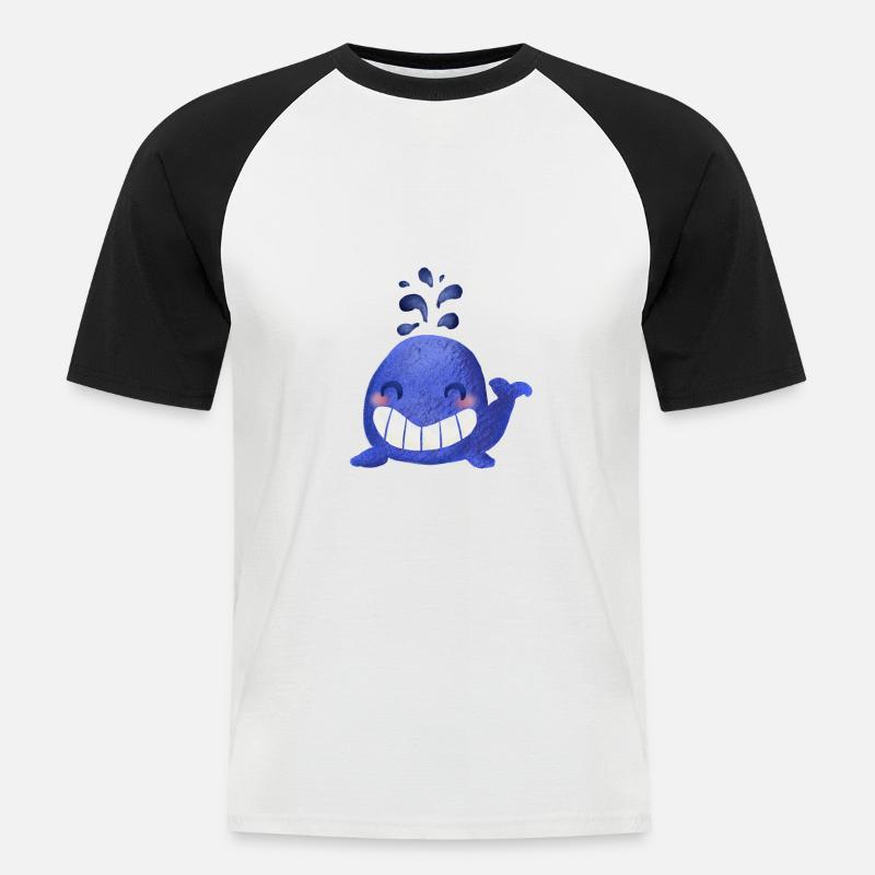 WÄLCHEN - Männer Baseball-T-Shirt - Weiß/Schwarz