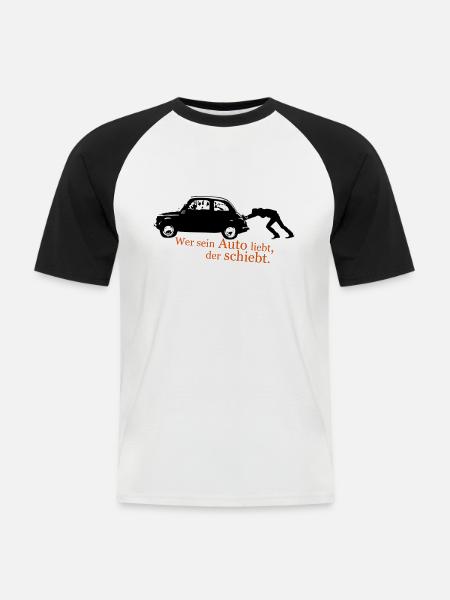 Wer sein auto liebt - Männer Baseball-T-Shirt - Weiß/Schwarz