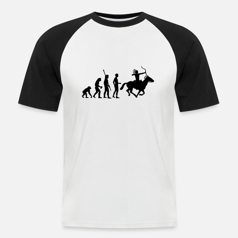 evolution_indianer - Men's Baseball T-Shirt - white/black