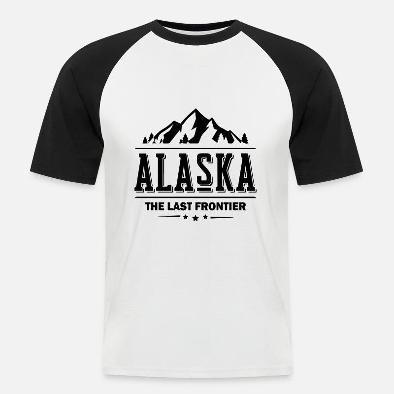 The Last Frontier Alaska - Männer Baseball-T-Shirt - Weiß/Schwarz