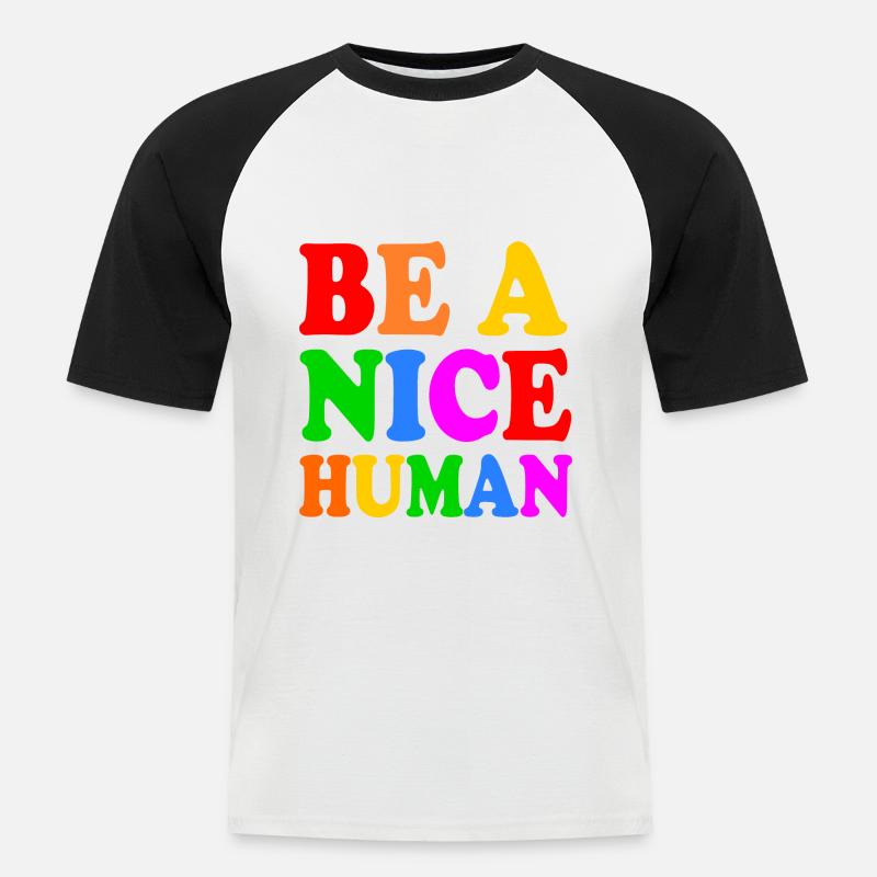 Be a nice human - Kortärmad basebolltröja herr - vit/svart