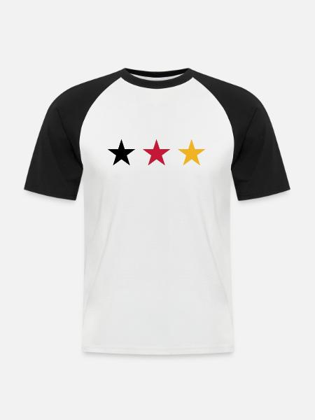 Three stars Germany flag - Men's Baseball T-Shirt - white/black