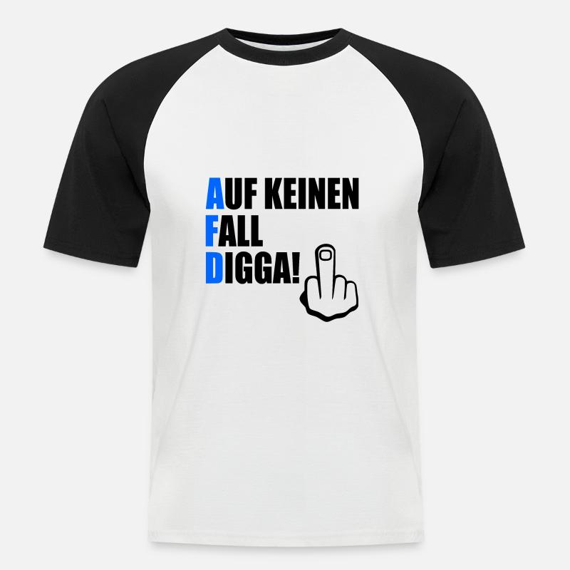 auf keinen fall digga - Männer Baseball-T-Shirt - Weiß/Schwarz