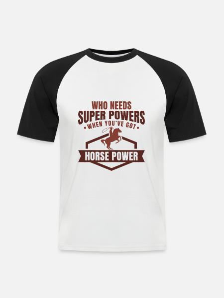 Pferdestärken - Männer Baseball-T-Shirt - Weiß/Schwarz