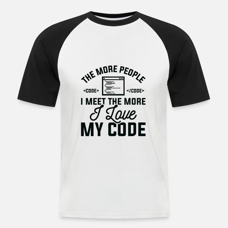 Ich liebe meinen Code - Männer Baseball-T-Shirt - Weiß/Schwarz