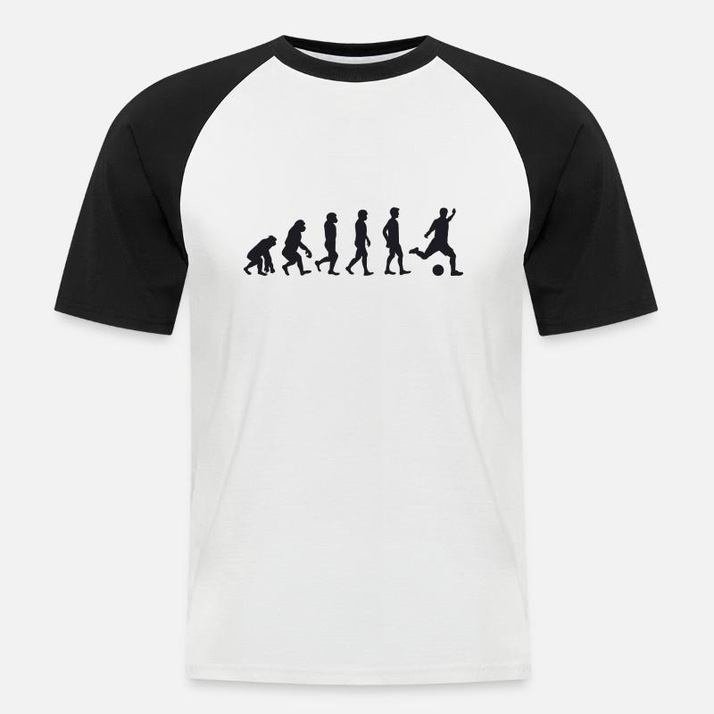 Evolution Fussball - Männer Baseball-T-Shirt - Weiß/Schwarz