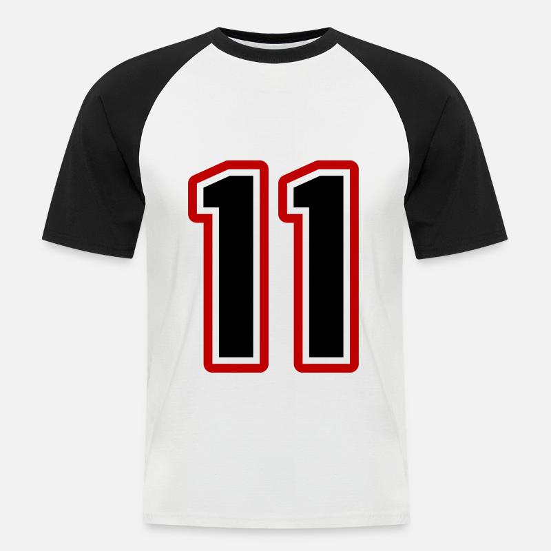 11 Simbolo numerico - Maglia da baseball a manica corta da uomo - bianco/nero