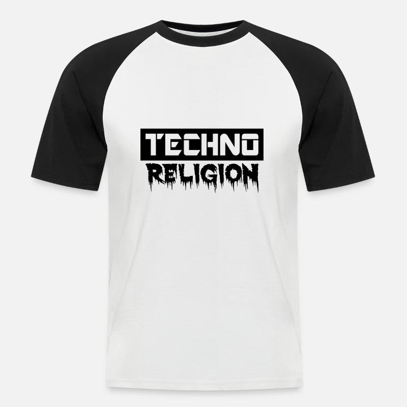 Techno - Männer Baseball-T-Shirt - Weiß/Schwarz