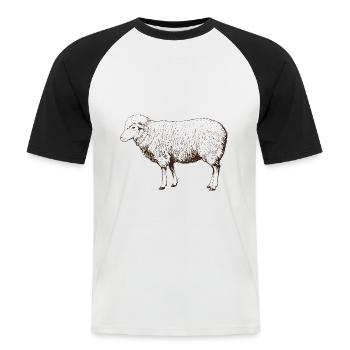 mouton mouton berger paysan agriculteur troupeau cadeau - T-shirt baseball manches courtes Homme - blanc/noir - Devant - Nik (191cm)