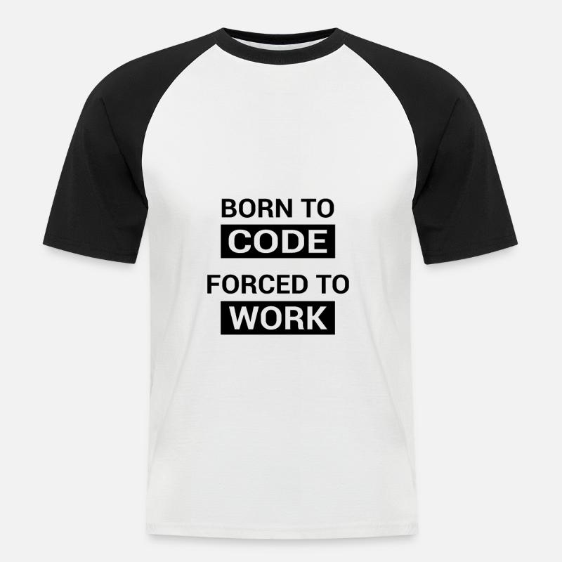Programmeur né pour coder - T-shirt baseball manches courtes Homme - blanc/noir