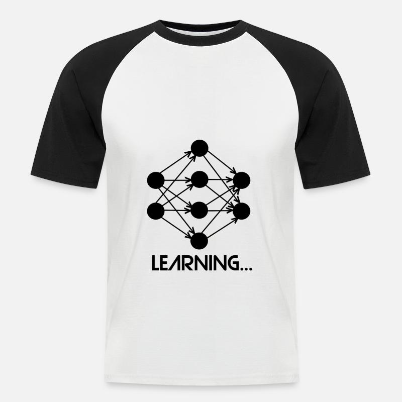 Machine Learning Neuronales Netz - Männer Baseball-T-Shirt - Weiß/Schwarz