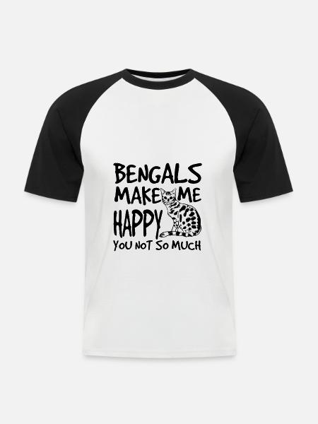 Bengal Katze - Männer Baseball-T-Shirt - Weiß/Schwarz