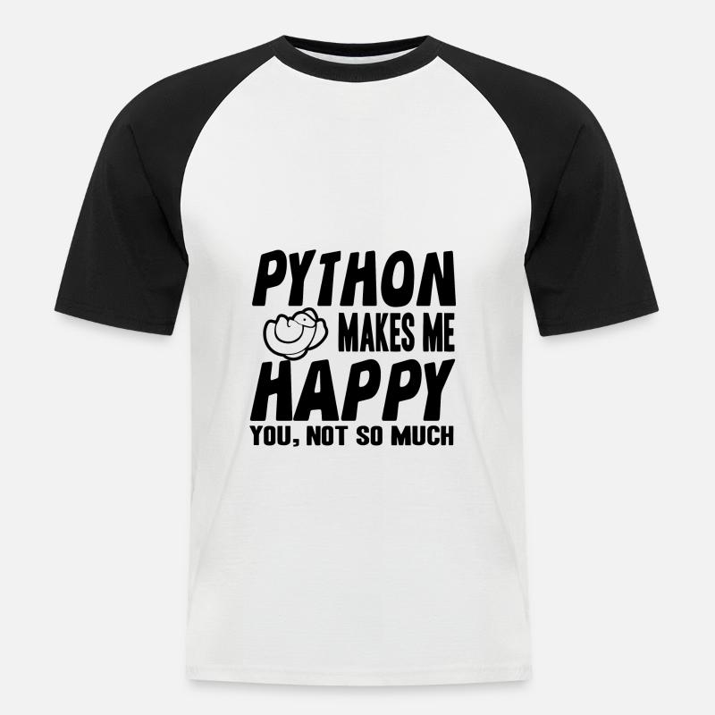 Python - Männer Baseball-T-Shirt - Weiß/Schwarz