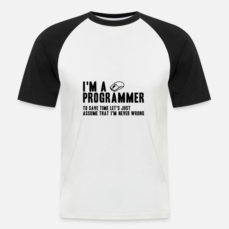 Geschenk für Programmierer Coding Programmer - Männer Baseball-T-Shirt - Weiß/Schwarz