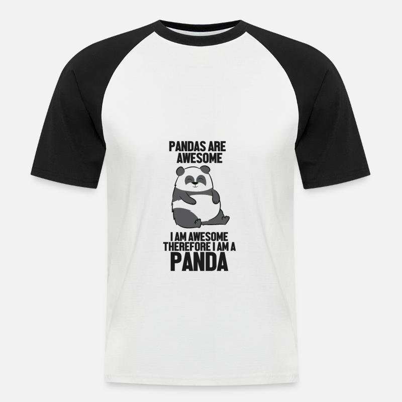 Ich Bin Ein Panda - Männer Baseball-T-Shirt - Weiß/Schwarz