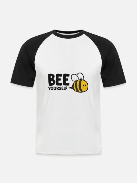 Bee Yourself Love Bee - Männer Baseball-T-Shirt - Weiß/Schwarz