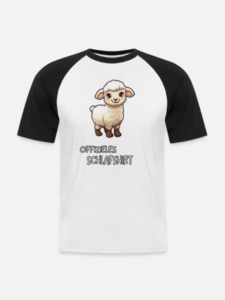 Werner das Schaf Schlafshirt - Männer Baseball-T-Shirt - Weiß/Schwarz