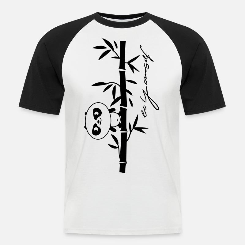 Sei du selbst- Panda - Männer Baseball-T-Shirt - Weiß/Schwarz