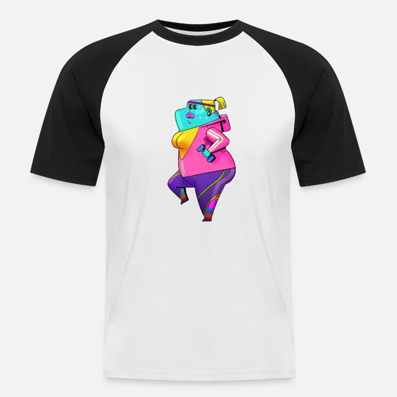 Verschwitzte Dame - Männer Baseball-T-Shirt - Weiß/Schwarz