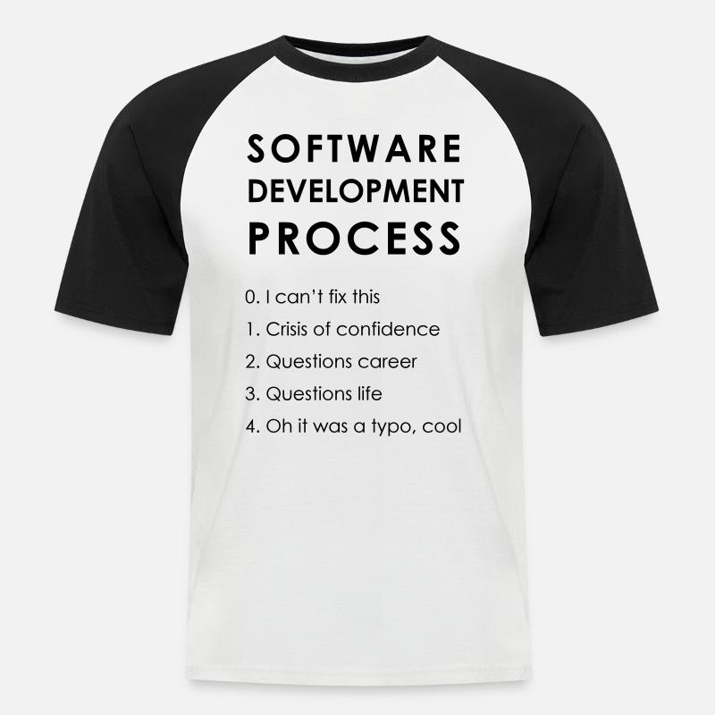 Software Development Process - Men's Baseball T-Shirt - white/black