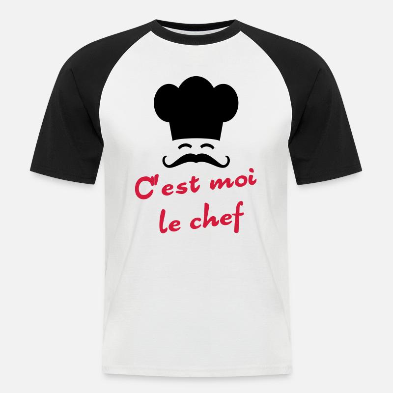 C'est moi le chef - Männer Baseball-T-Shirt - Weiß/Schwarz