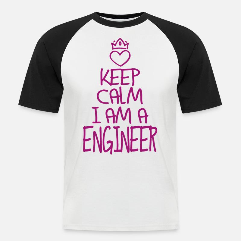 Keep Calm Engineer cool gift - Men's Baseball T-Shirt - white/black