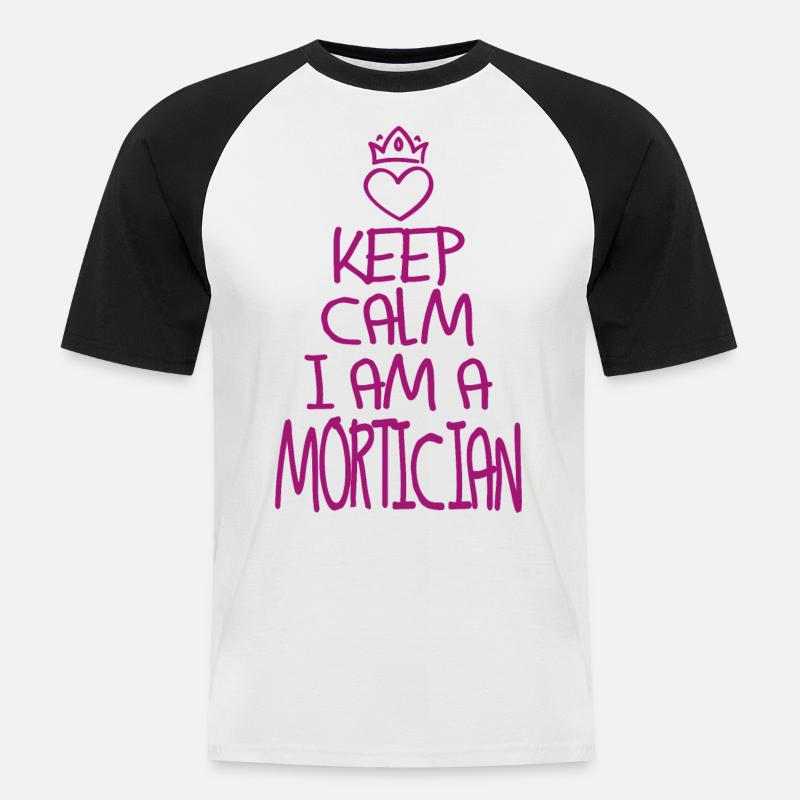 Keep Calm Bestatter - Männer Baseball-T-Shirt - Weiß/Schwarz
