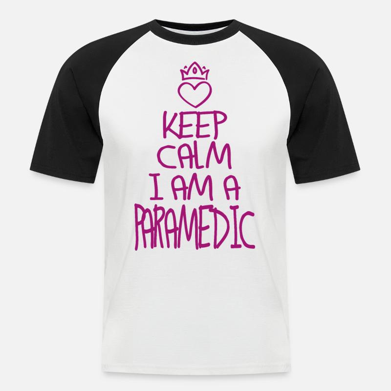 Keep Calm Sanitäter cool - Männer Baseball-T-Shirt - Weiß/Schwarz