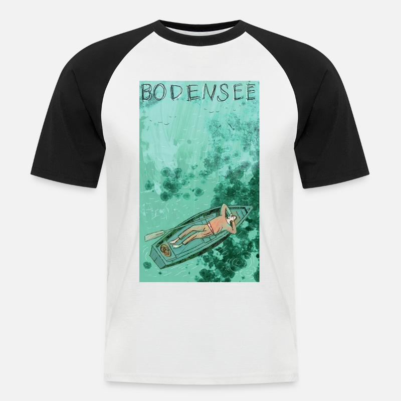 Bodensee Boottraum Illustration - Männer Baseball-T-Shirt - Weiß/Schwarz