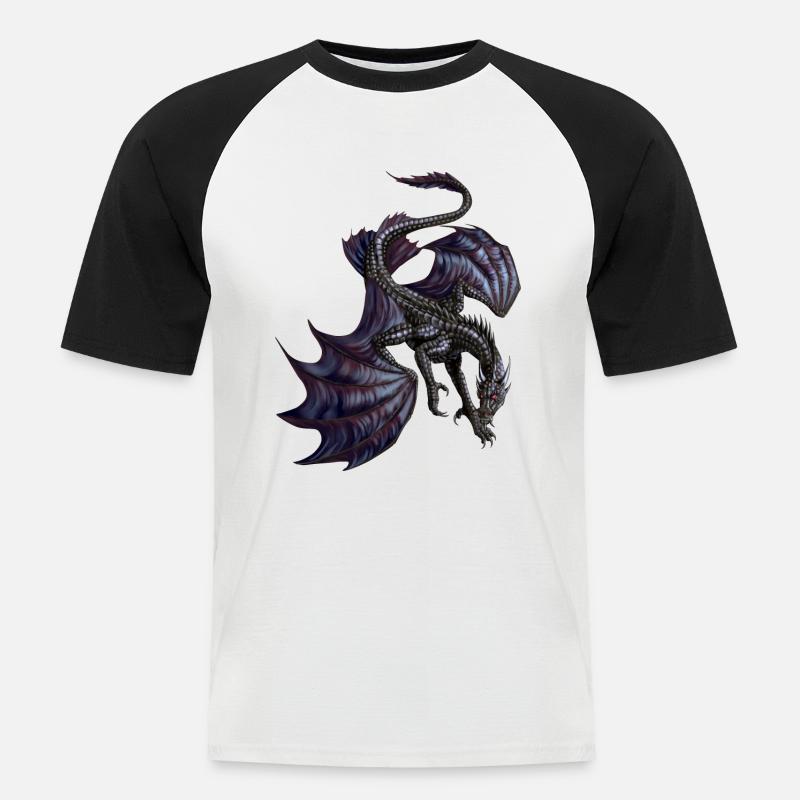 Schwarzer Drache - Männer Baseball-T-Shirt - Weiß/Schwarz