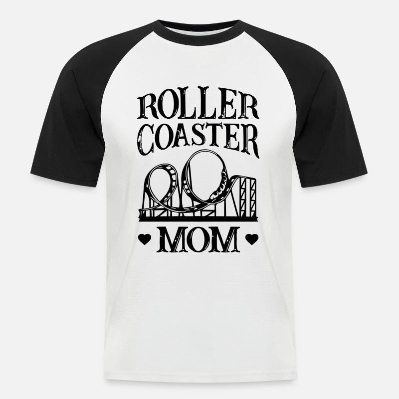 Roller Coaster Mom - Männer Baseball-T-Shirt - Weiß/Schwarz