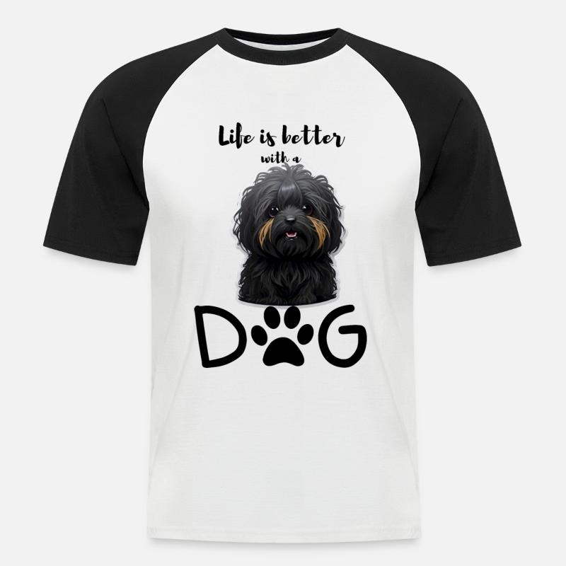 Lebensfreude mit einem Havapoo - Männer Baseball-T-Shirt - Weiß/Schwarz