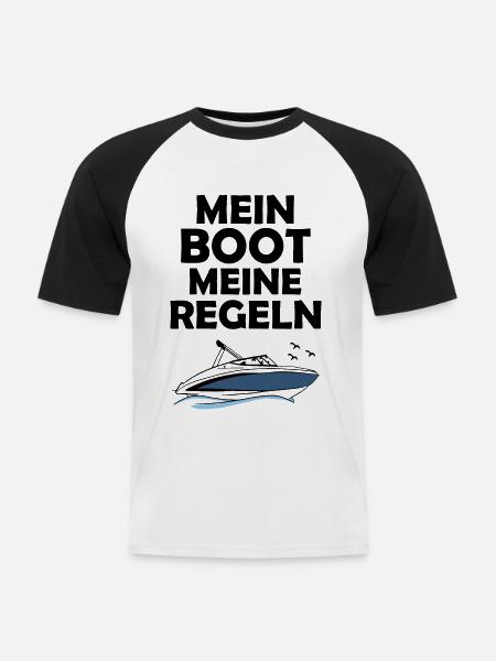 Mein Boot meine Regeln - Männer Baseball-T-Shirt - Weiß/Schwarz