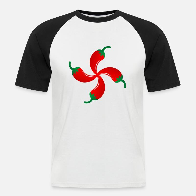 Quer Espelette Basken - Männer Baseball-T-Shirt - Weiß/Schwarz