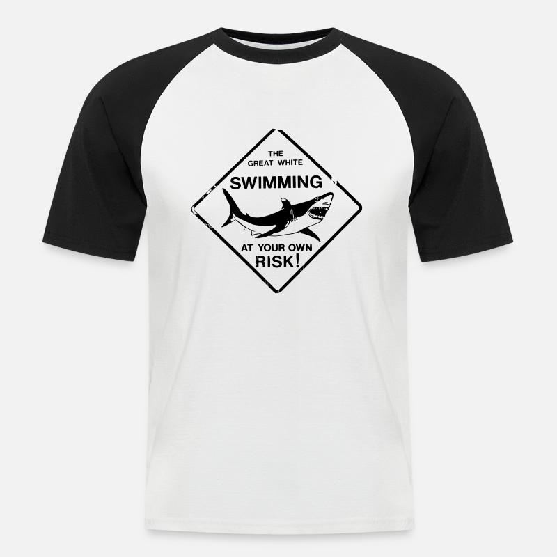 White Shark Great White - Männer Baseball-T-Shirt - Weiß/Schwarz