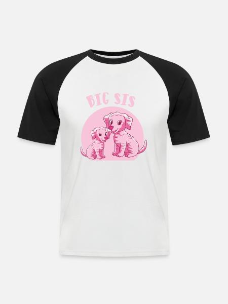 große Schwester Hunde - Männer Baseball-T-Shirt - Weiß/Schwarz