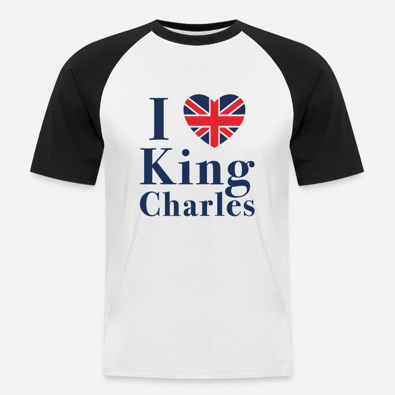 J’aime le roi Charles - T-shirt baseball manches courtes Homme - blanc/noir