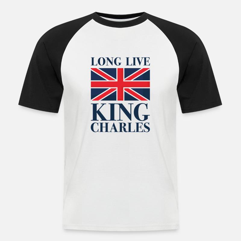 Es lebe König Charles - Männer Baseball-T-Shirt - Weiß/Schwarz