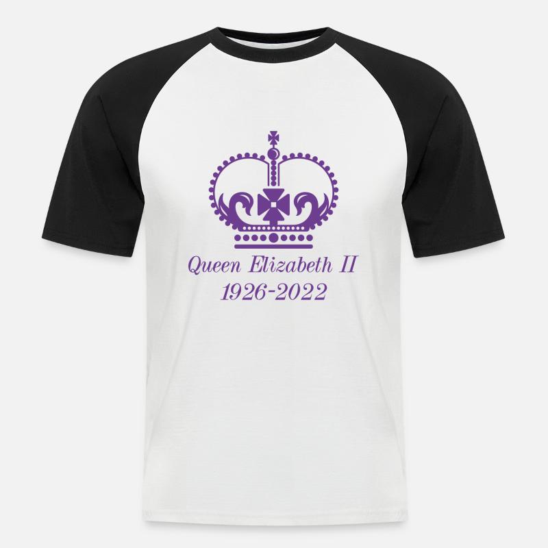 Königin Elisabeth II. - Männer Baseball-T-Shirt - Weiß/Schwarz