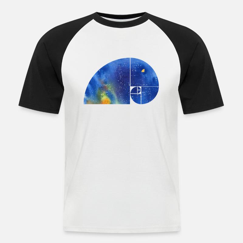 Fibonacci Spiral Elephant - Rapporto aureo grungy 1 - Maglia da baseball a manica corta da uomo - bianco/nero