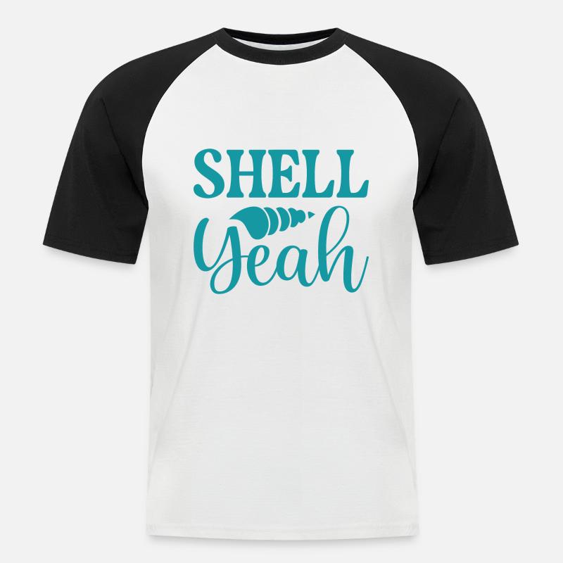 Shell oui - T-shirt baseball manches courtes Homme - blanc/noir