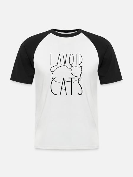 I Avoid Cats - Men's Baseball T-Shirt - white/black