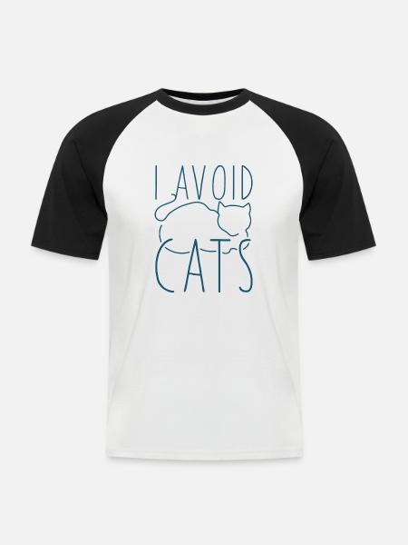 I Avoid Cats - Men's Baseball T-Shirt - white/black